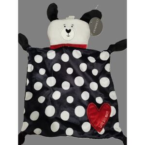 Demdaco Black White Polka Dot Puppy Dog Baby Security Blanket Lovey
